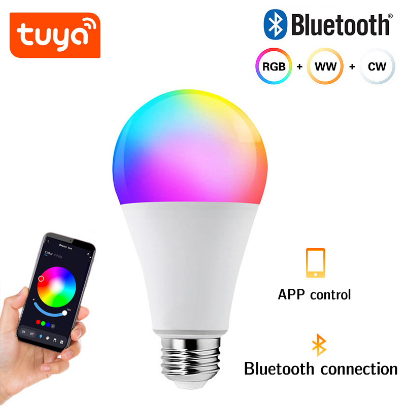 Wholesales Beacon Tuya Smart A60 A19 LED Bulb 9W APP Control Dimmable RGB CCT Multicolor E27 B22 LED Light Bulbs