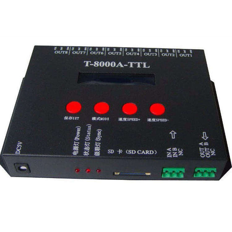 T-8000 SD Card rgb led pixel controller LEDEdit software Full color T-8000A TTL DMX 512 Programmable LED Strip Light Controller