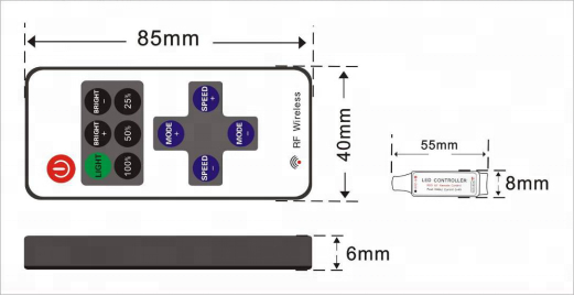 Good Quality 5V 12V 24V 12A Mini Led Controller Dimmer 11key Wireless RF Remote Control For Single Color LED Strip 3528 5050