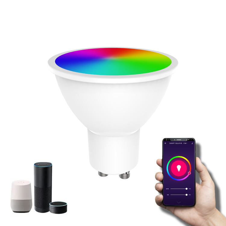 Hot Sale WiFi Tuya APP Control GU10 Smart Bulb RGB Dimmable Smart LED Spot Light Compatible With Siri Google Home Alexa