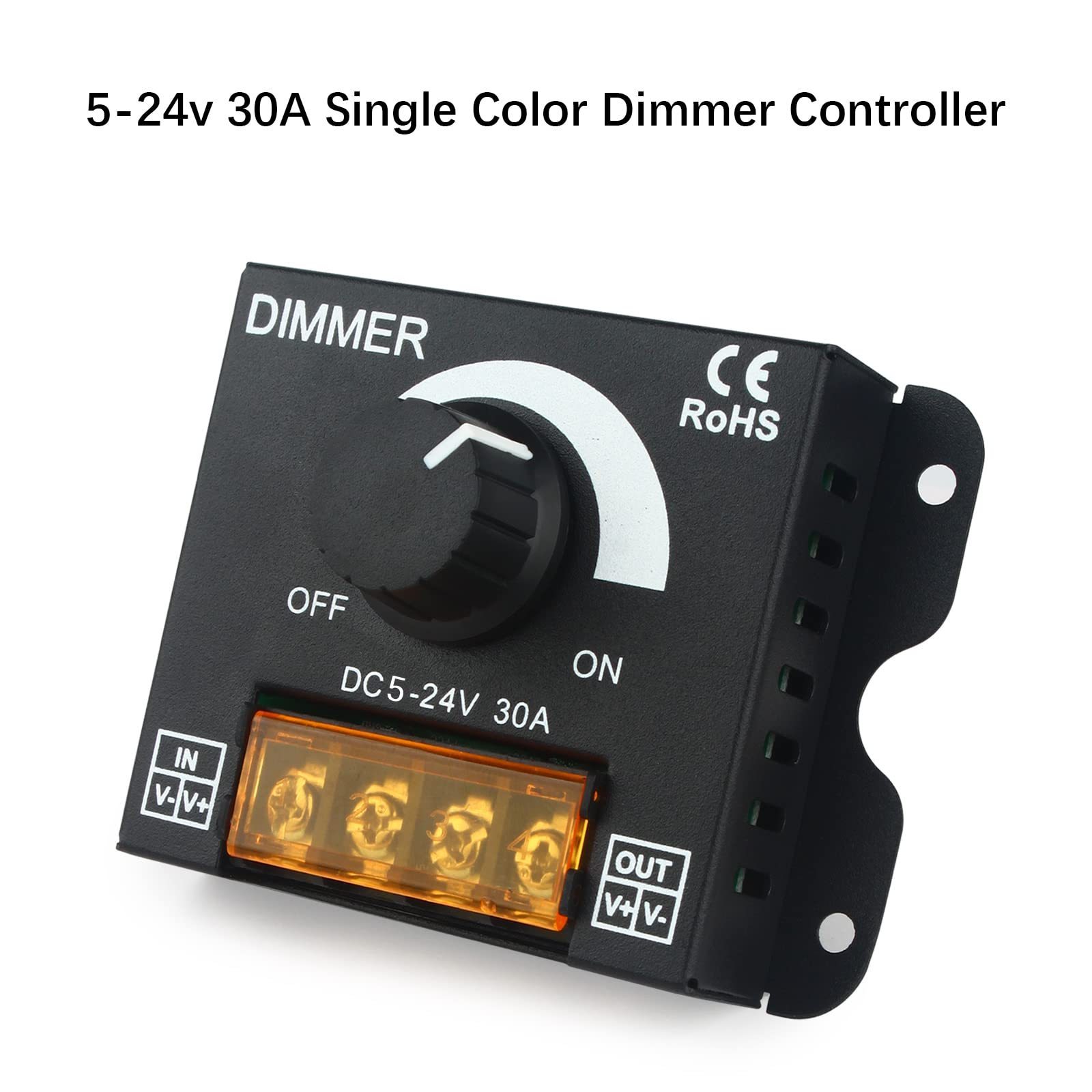 DC 5V-24V 30A PWM dimmer with knob to adjust brightness switch, metal shell LED light with dimmer(Single Color)