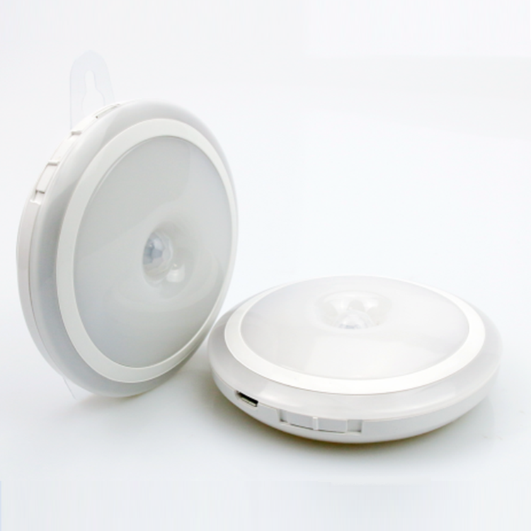 LED Night Light PIR Motion Sensor Round LED Cabinet light Energy Saving Wall Lamp Lighting By 3A Battery For Closet