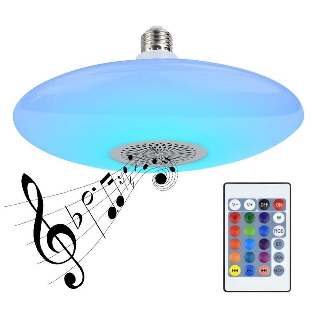 E27 UFO smart music light bulb LED blue-tooth speaker with 24-key remote control stepless dimming music bulb