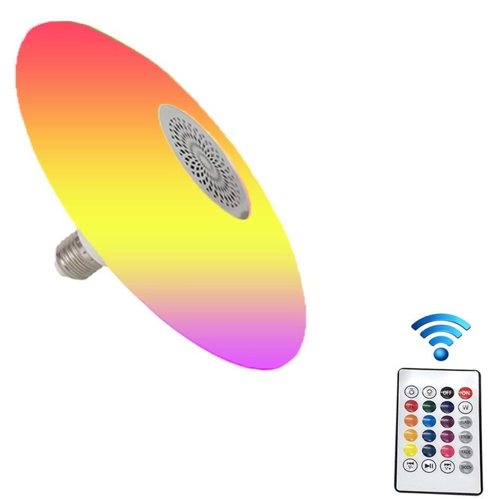 E27 UFO smart music light bulb LED blue-tooth speaker with 24-key remote control stepless dimming music bulb