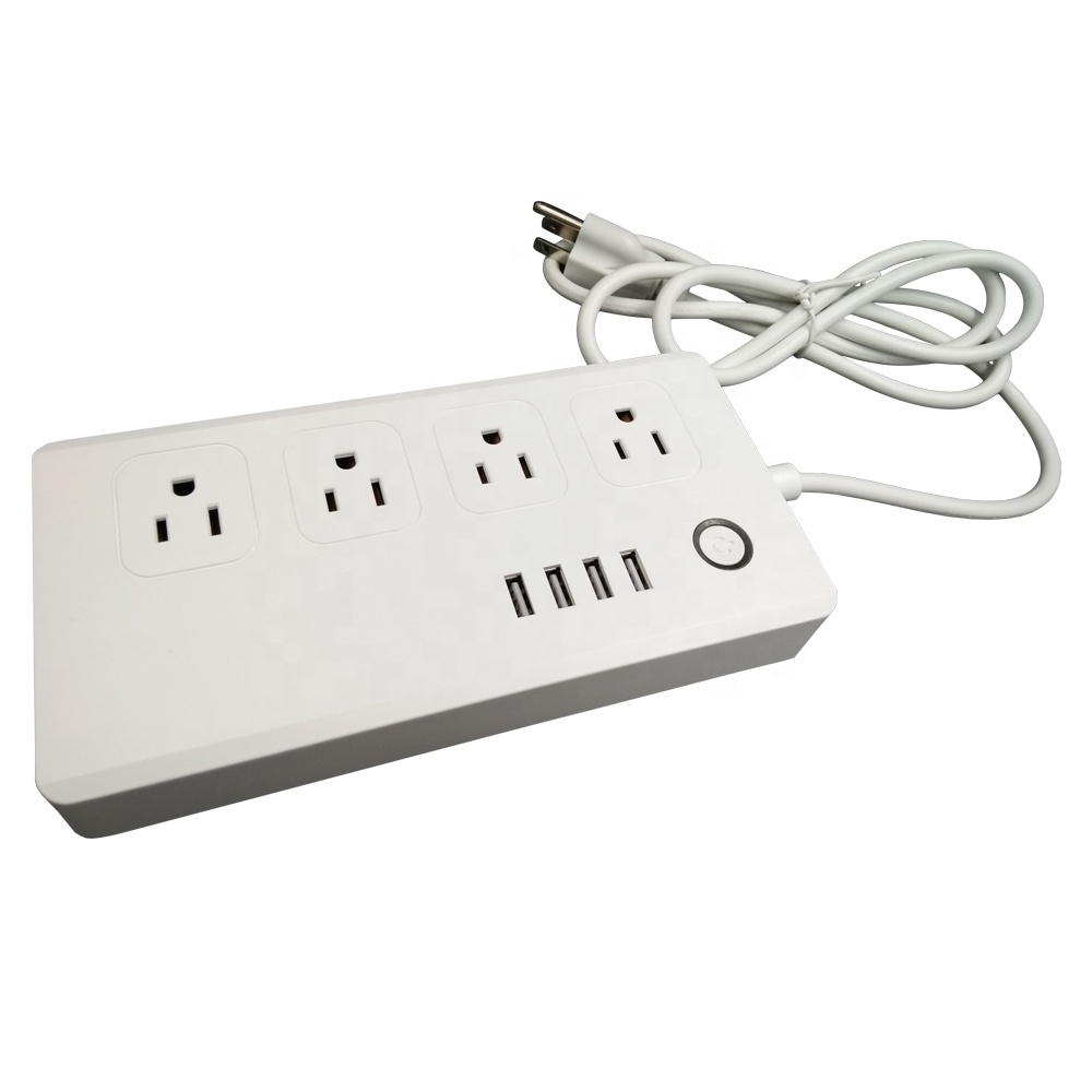 Smart Tuya Electrical Multi Switch Socket 4 Plug 4 USB Ports 220V Power Outlet Adapter WIFI American Extension Socket