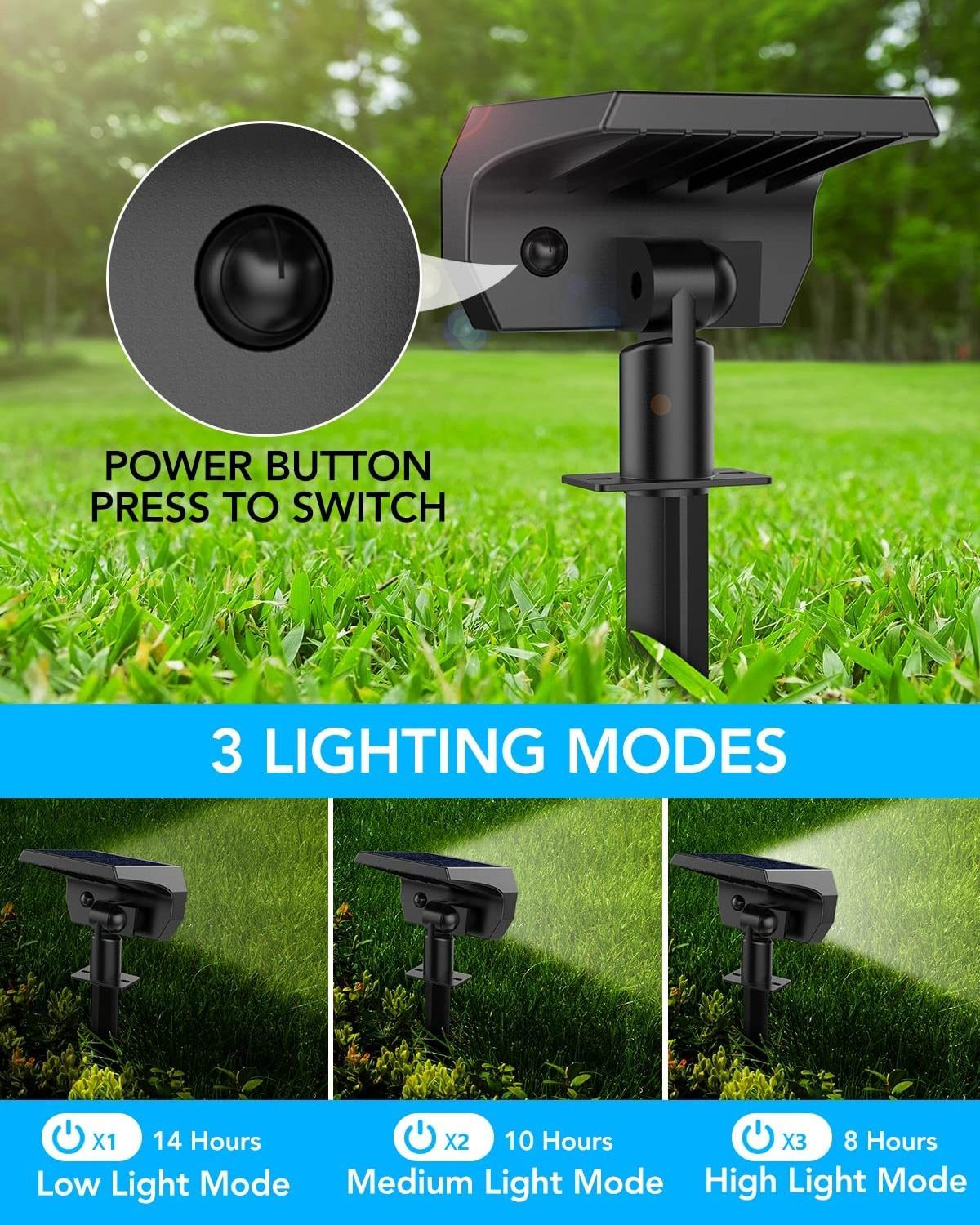 Solar Powered LED Landscape Lights Dusk to Dawn Pathway Spot Lights Outdoor Waterproof 56LEDs Solar Garden Lights for Yard Pool