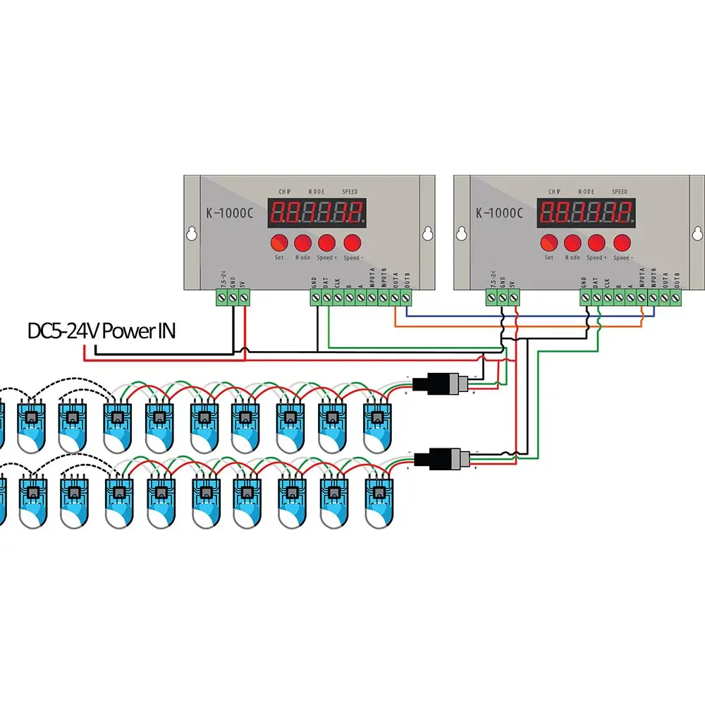 Pixel LED Controller K-1000C Original ws2812 K1000C SPI 2048 Pixels Programmable DMX DMX512 ws2811 SD Card Pixel LED Controller