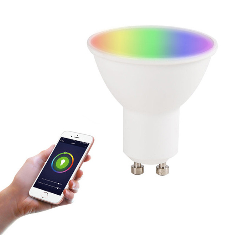 Hot Sale WiFi Tuya APP Control GU10 Smart Bulb RGB Dimmable Smart LED Spot Light Compatible With Siri Google Home Alexa