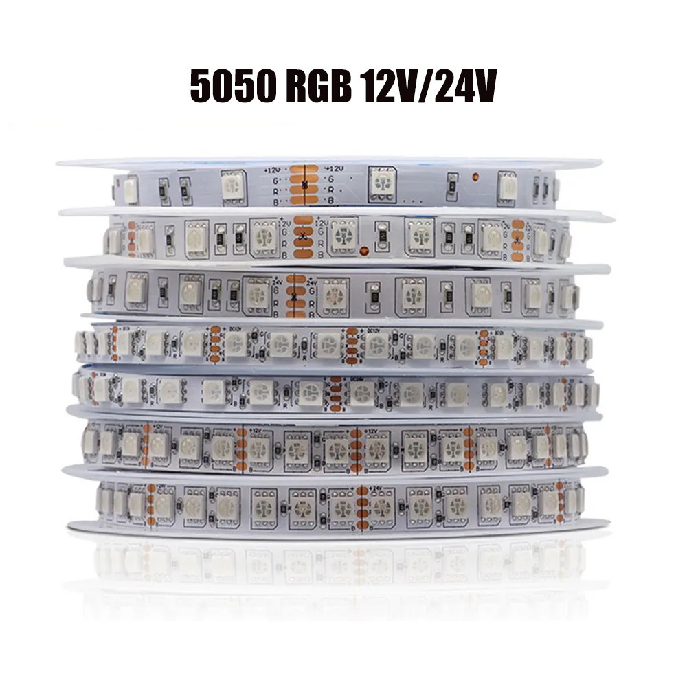 5050 SMD 30led 60led 120leds/m RGB Flexible Led Strip Lights for Car House Supermarket Hotel Party Decoration