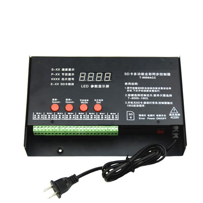 T-8000 SD Card rgb led pixel controller LEDEdit software Full color T-8000A TTL DMX 512 Programmable LED Strip Light Controller