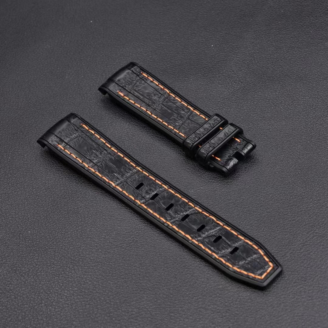 New Arrival High Performance Leather Texture  FKM Fluoro Rubber Watch Strap 20mm for RLX Sub-Marine Fluorine Rubber Watch Strap