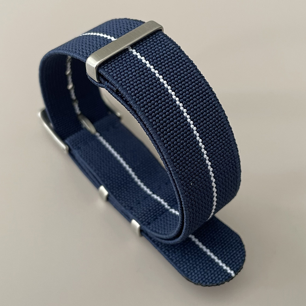 Custom Nylo Elastic Watch Band Marine National Silp Throught Parachute Watch Strap 20mm 22mm