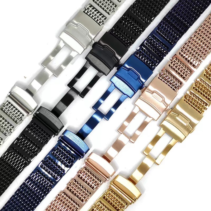 20mm 22mm Shark Mesh Band 316L Stainless Steel H Link Watch Band 20mm 22mm With Solid Adjustable Clasp Metal Watch Strap