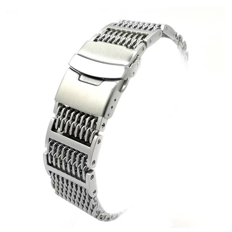 20mm 22mm Shark Mesh Band 316L Stainless Steel H Link Watch Band 20mm 22mm With Solid Adjustable Clasp Metal Watch Strap