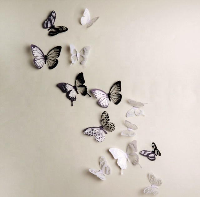 18pcs/lot 3d Effect Crystal Butterflies Wall Sticker Beautiful Butterfly for Kids Room Wall Decals Home Decoration On the Wall