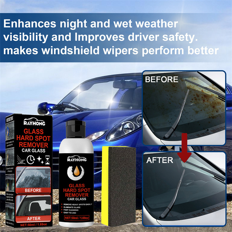 RAYHONG car sunroof windshield mirror side glass hard spot remover home glasses cleaning solution polishing cleaning kit for car