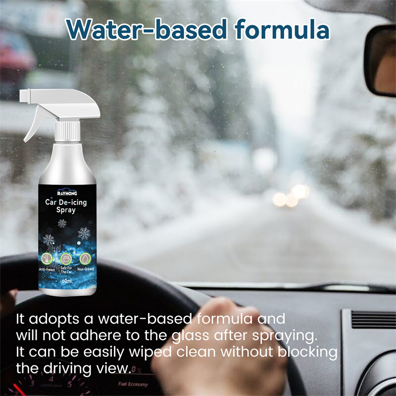 Rayhong 60ml furniture glass exhaust pipe frost ice snow remover car windshield keyhole rearview mirror snow ice removing spray