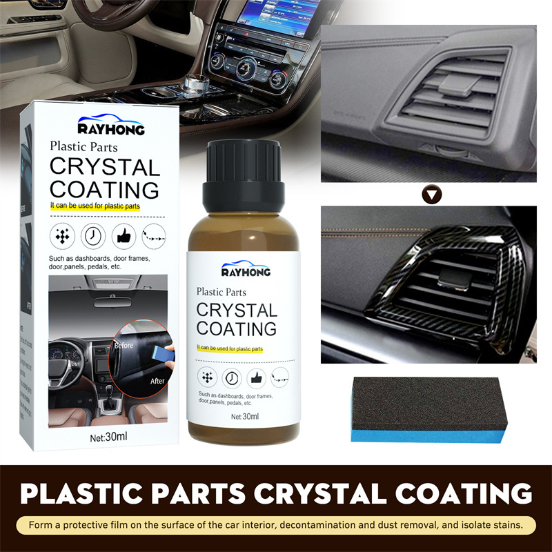 Rayhong 30ml plastic parts crystal coating whitish repairing luster color restoring car coating agent sponge set