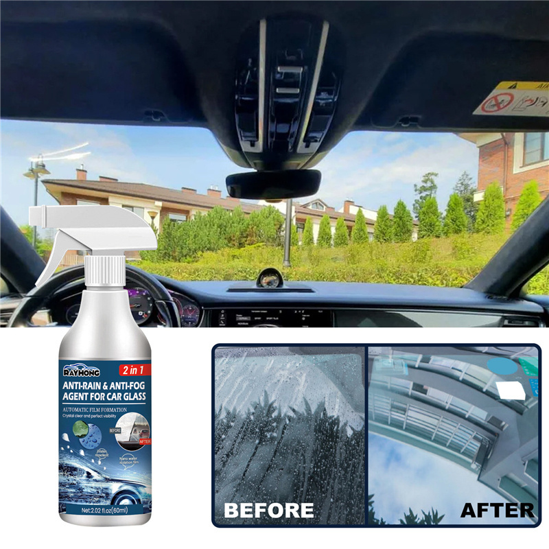 Rayhong 60ml car windshield anti fog spray skylight side glass cleaning 2 in 1 anti-rain&anti-fog agent for car glass