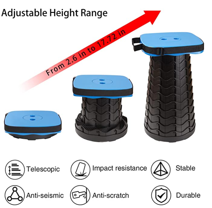 New Upgraded Retractable Plastic Hand Chair Telescopic Stool Shrinkable Camping Fishing Garden Collapsible Folding Stool