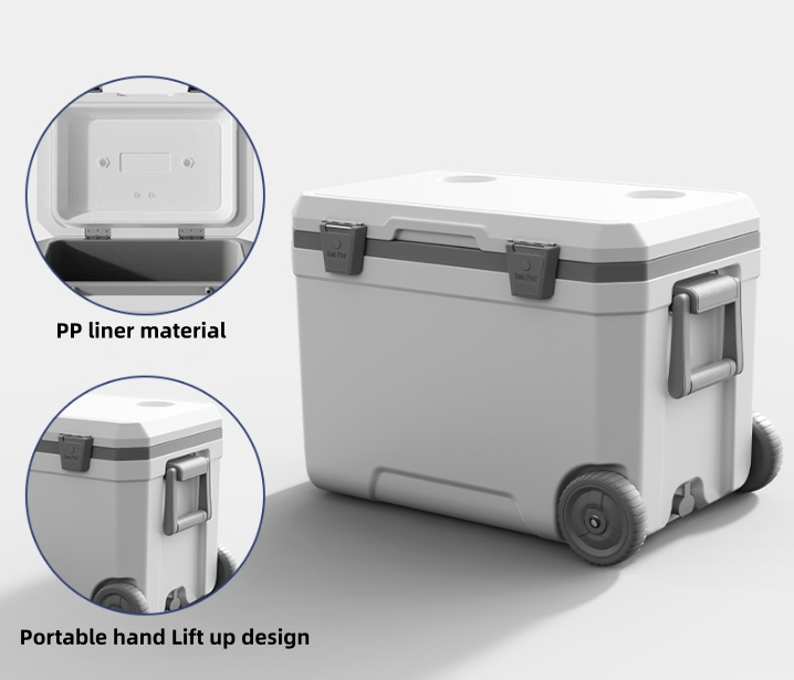 Custom yeti Large Portable 45l Cooler Square Plastic Ice Chest Food Beer Fish Picnic Hard Rotomolded Coolers Box with Wheels