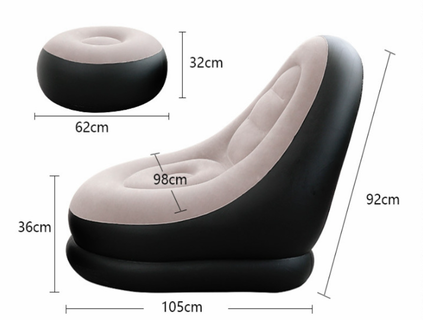 wholesale Flocked Leisure Lazy Couch Inflatable Furniture Inflatable Sofa Chairs Inflatable Pvc Sofa bed With Ottoman