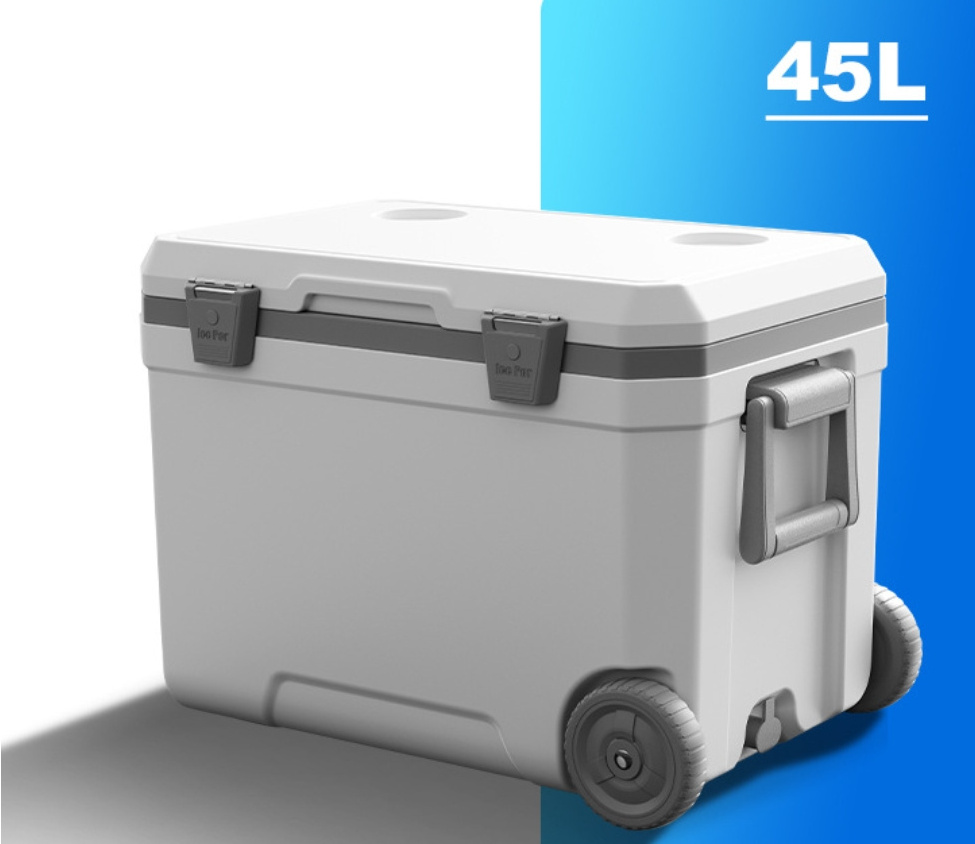 Custom yeti Large Portable 45l Cooler Square Plastic Ice Chest Food Beer Fish Picnic Hard Rotomolded Coolers Box with Wheels