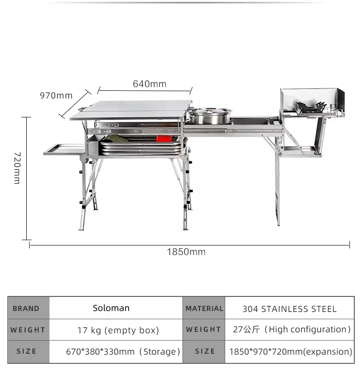 Multifunction outdoor  Portable slide out kitchen box Camping Foldable Folding travel Aluminium picnic mobile Kitchen