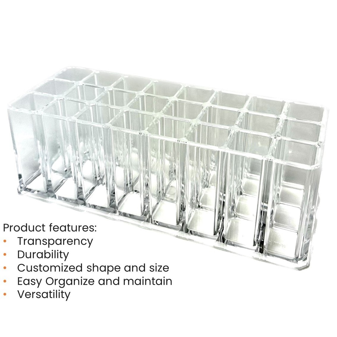 24 Grids Acrylic Lipstick Storage Box Cosmetic Stand Holder Clear Makeup Organizer Acrylic Display