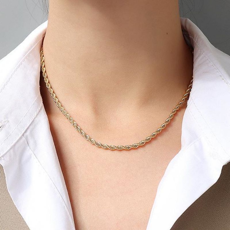 Twist Snake Curb Cross Figaro Box Bean Link Chain 18K Gold Plated L316 Titanium stainless steel Women Necklace Jewelry