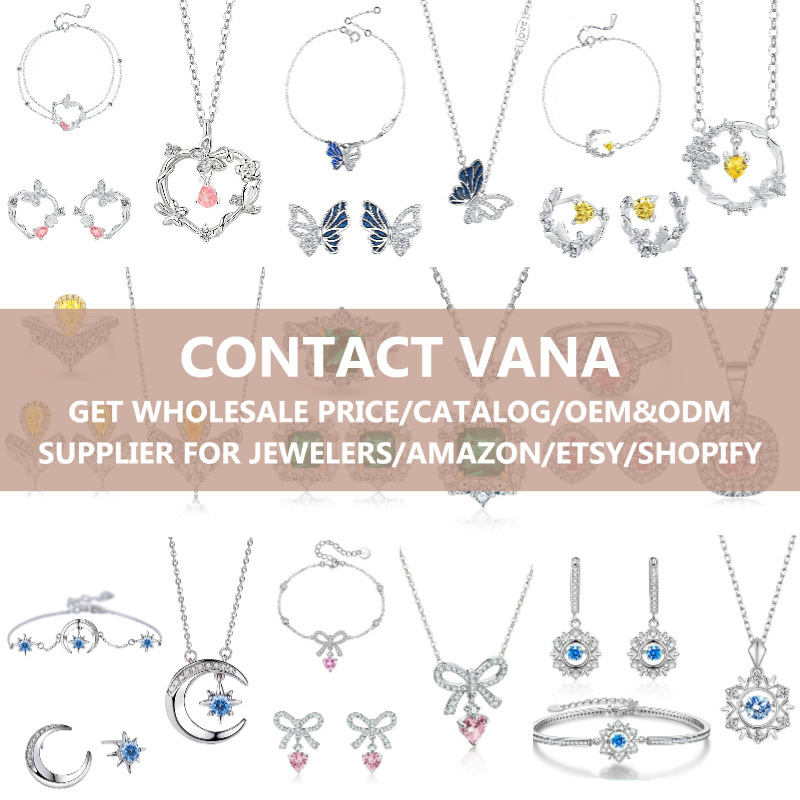 VANA Butterfly Sterling Silver 925 White CZ Cubic Zircon Fine Link Chains Pendant Rose Gold Plated Necklace Jewelry