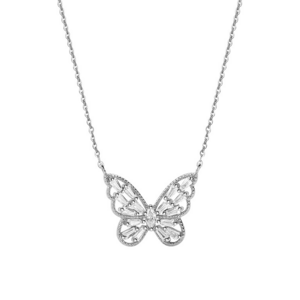 VANA Butterfly Sterling Silver 925 White CZ Cubic Zircon Fine Link Chains Pendant Rose Gold Plated Necklace Jewelry