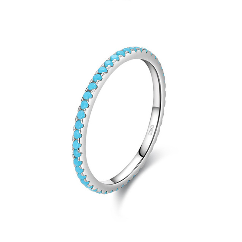 VANA Wholesale Fine White Gold Plated 925 Sterling Silver  Geometry Turquoise Silver Sterling 925 Ring Jewellery Women Rings