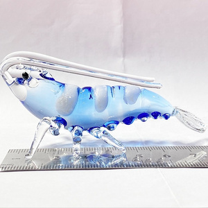 Factory Directly Custom Colorful Shrimp Prawn Lobster Murano Glass Animal Figurines