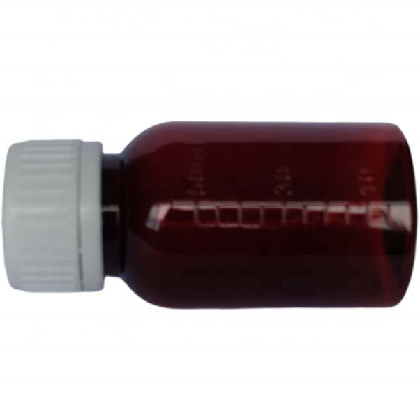 50ml Amber Oral Liquid Pet Bottle With 20ml Measuring Cup