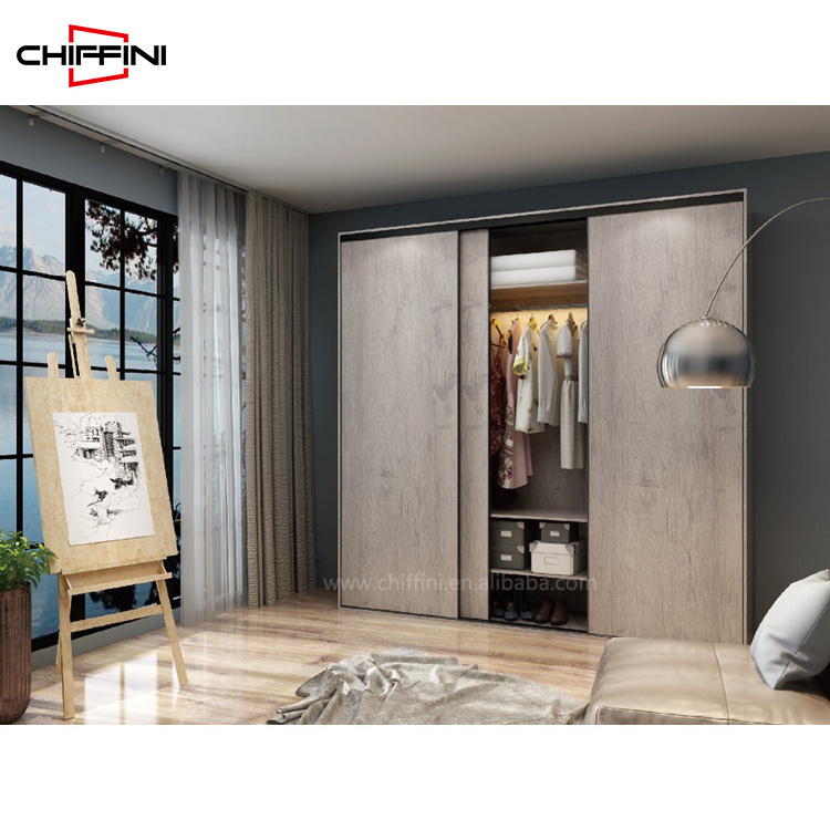 Affordable 3 Door Design Sliding Door Furniture White Wooden Wardrobe Cabinet Closet