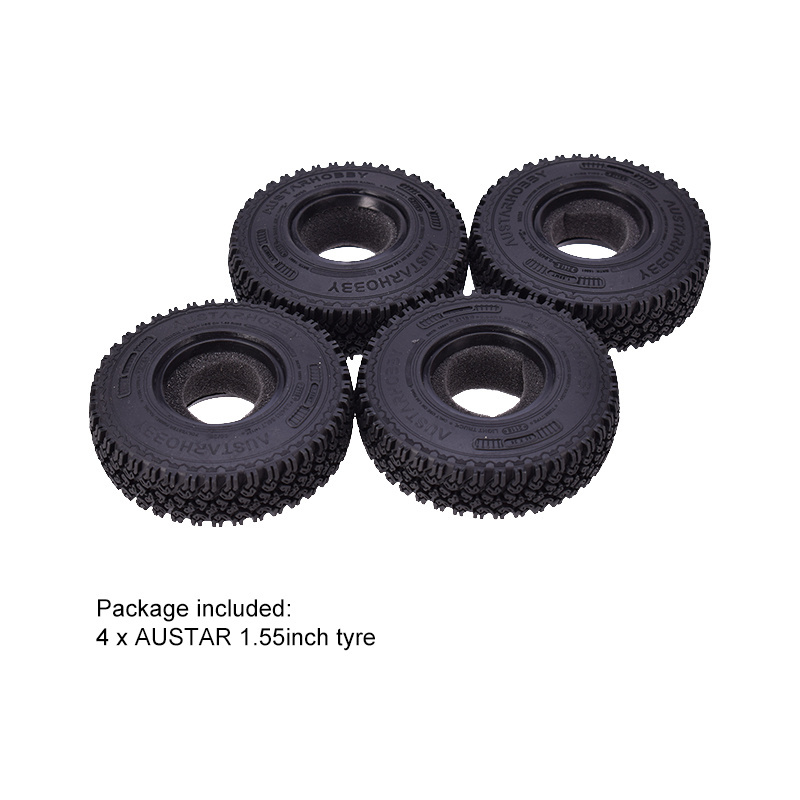 1.55Inch Rubber Tires  with Foam  for 1/10  TF2 CC01 CC02 LC70 LC80 D90 RC Rock Crawler Car