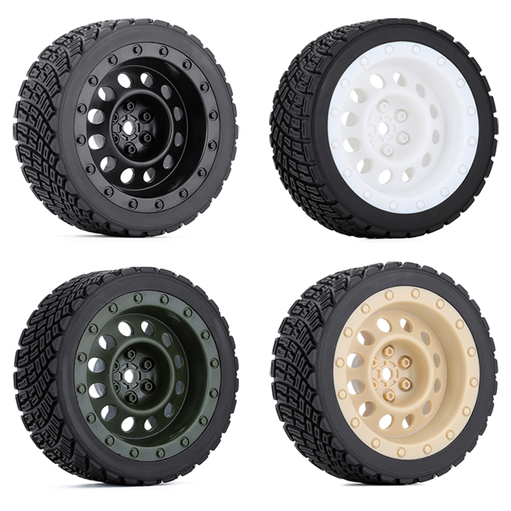 4PCS 12mm Hex 67mm Rubber Tires Wheel Rim for 1/10 scale 94177 Rally  WL 144001 RC Car