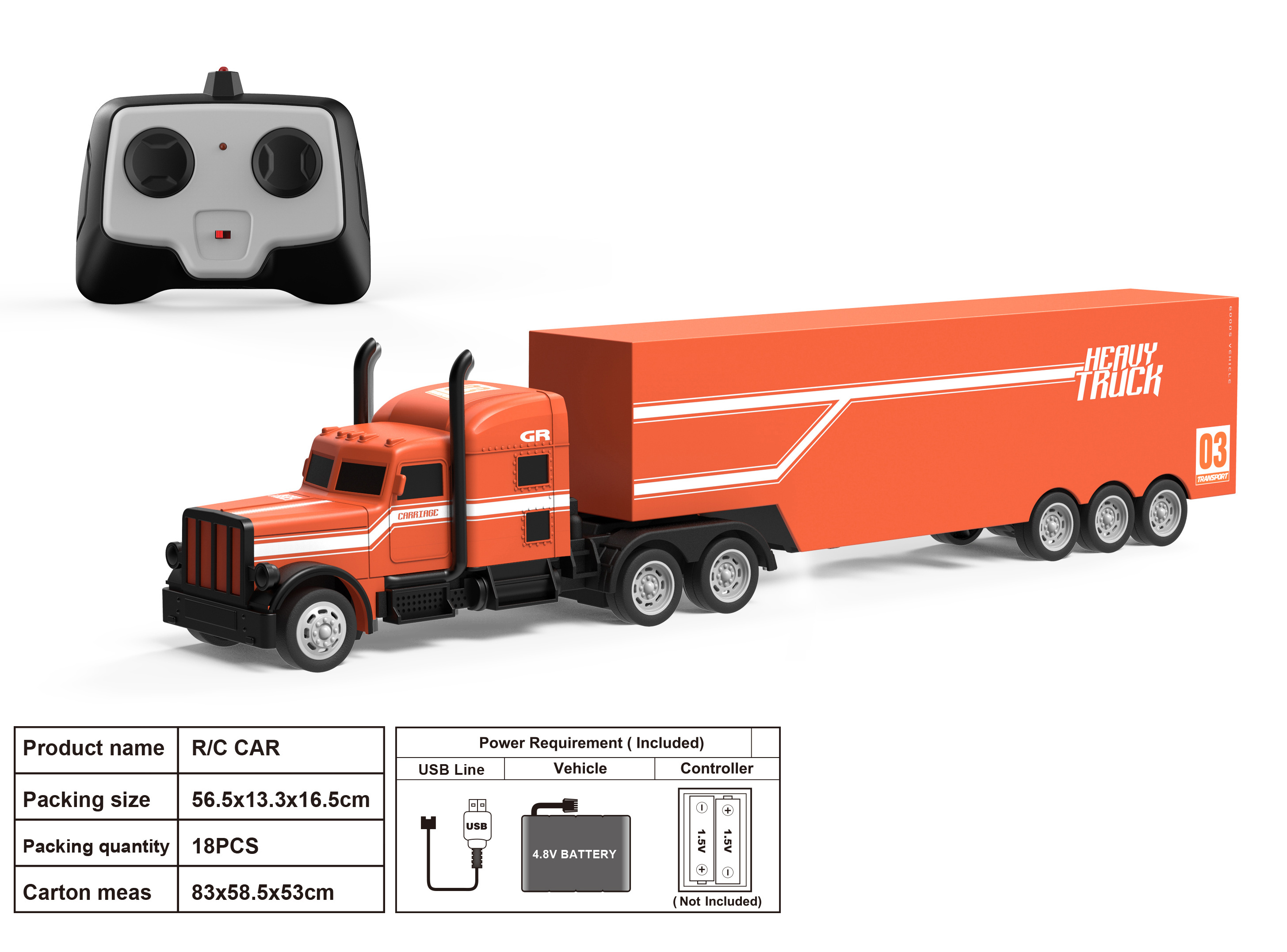 1/16  RC Container Truck   Radio Control Tractor trailer