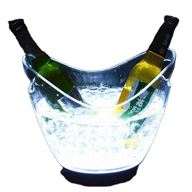 7 Colors LED Light Ice Bucket Drinks Ice Cooler Double Wall 10L Ice Bucket With LED Light