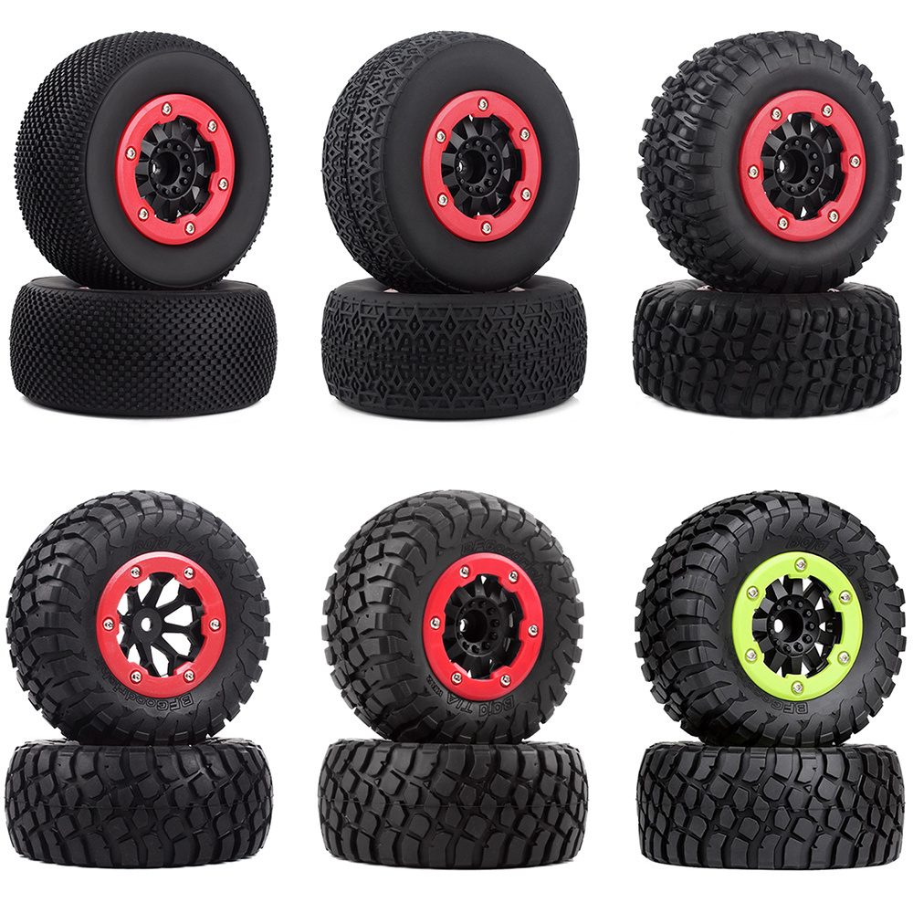 1/10 Short Course Truck  110mm Beadlock Rubber Tires Wheel Rim Set