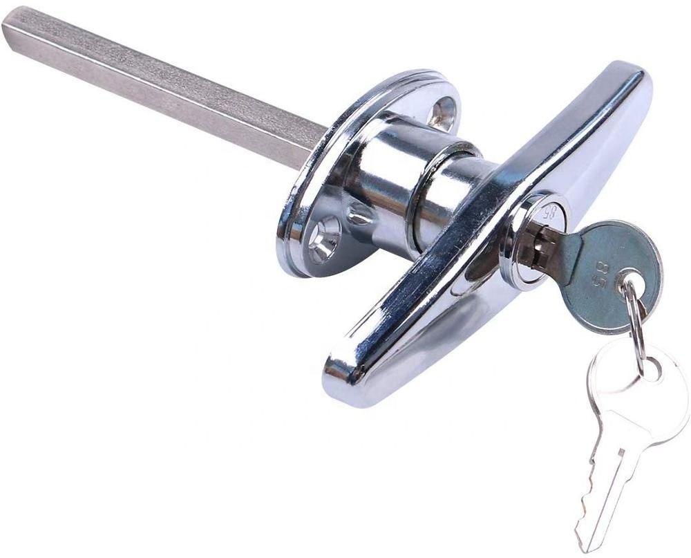 Folding Solid Steel Locking T-handle Twist Lock Pin Trailer Keyless Garage Door Lock T Handle Latch Door Lock White for Canopy