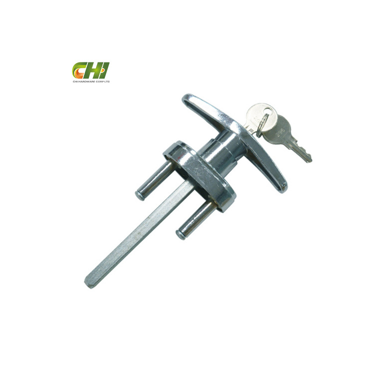 Aluminum Silver Compression Cam Latch Hand Operated Fixed Grip with locking T-Handle Lock for Sectional Garage Door