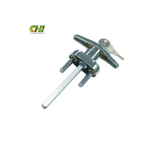 Aluminum Silver Compression Cam Latch Hand Operated Fixed Grip with locking T-Handle Lock for Sectional Garage Door