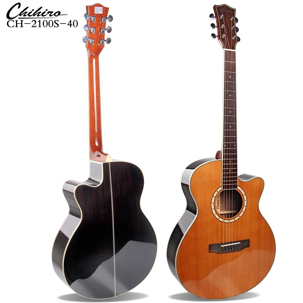 High quality Chinese stringed instruments 40'' solid cedar top rosewood back mahogany neck lefthanded electric acoustic guitar