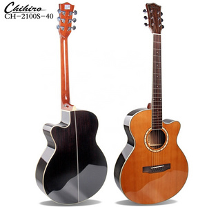 High quality Chinese stringed instruments 40'' solid cedar top rosewood back mahogany neck lefthanded electric acoustic guitar