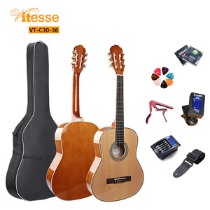 OEM Professional Quality Wood Thin Body High Gloss Spruce Top 36" Electric Classical Guitar Kit With Guitar Pickup Accessories