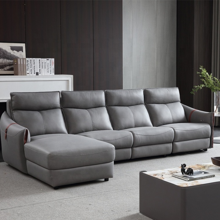 New arrival living room sofas super modern style living room furniture top quality L shape couch with power recliners