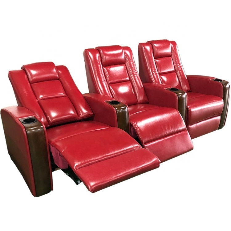 Modern design theater chair decoro real leather recliner seats home movie theater sofas with adjustable headrest