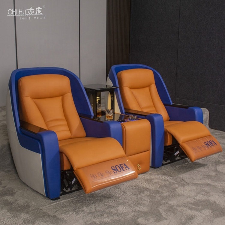 Electric reclining sofas luxury home cinema living room single seating power recliner leather Villa theater chair